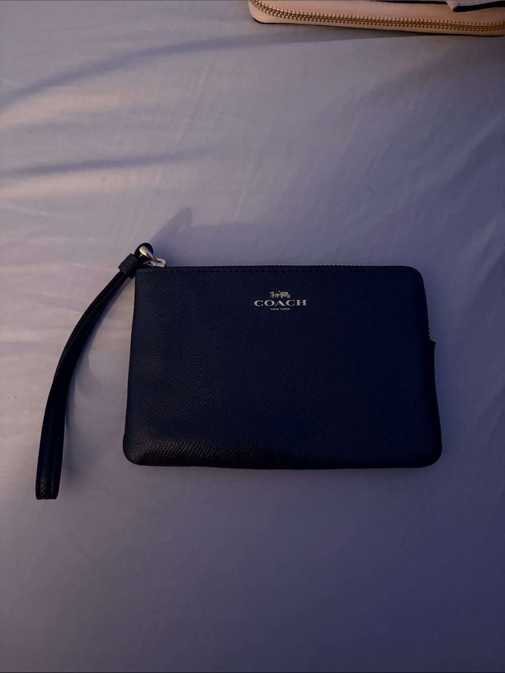 Coach Black Leather Wristlet with Gold Logo
